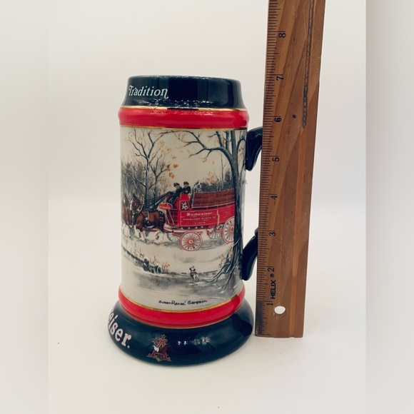 Vintage 1990 Budweiser Holiday Beer Stein An American Tradition Clydesdales - Picture 9 of 9